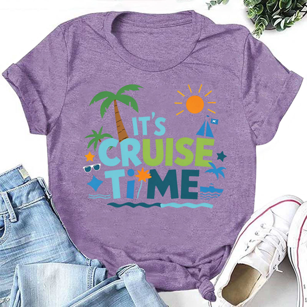 IT'S CRUISE TIME Letter Print Women Slogan T-Shirt