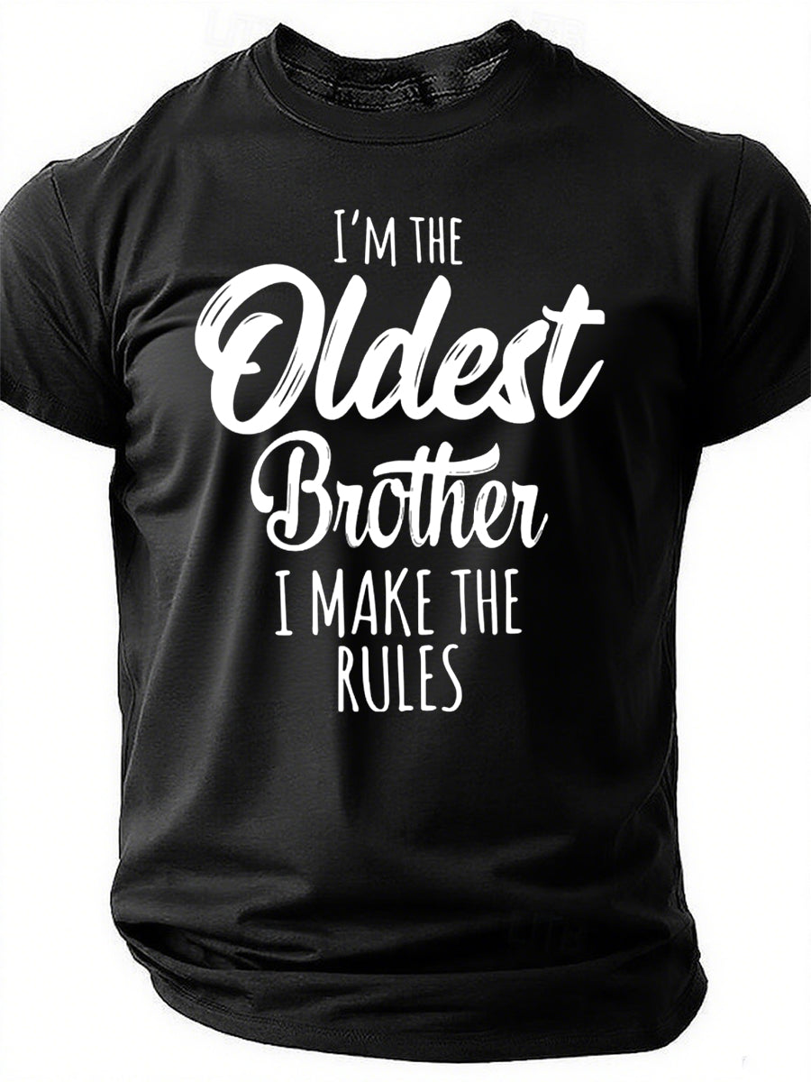 Je suis le plus vieux frère imprimé T-shirt avec slogan pour hommes