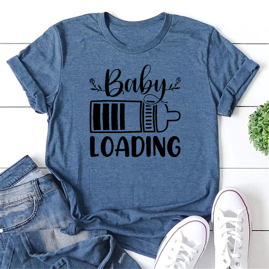 Baby LOADING Letter Print Women Slogan T-Shirt