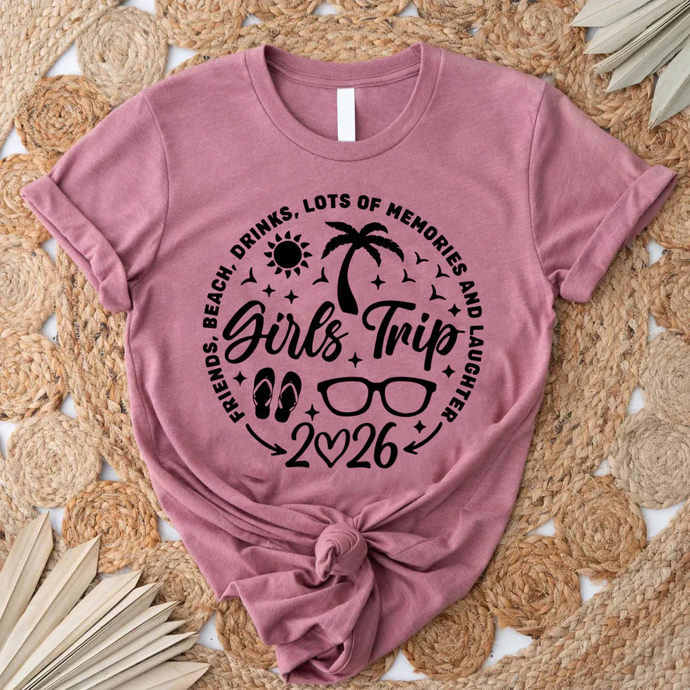 Girl's Trip 2026 Letter Print Women Slogan T-Shirt