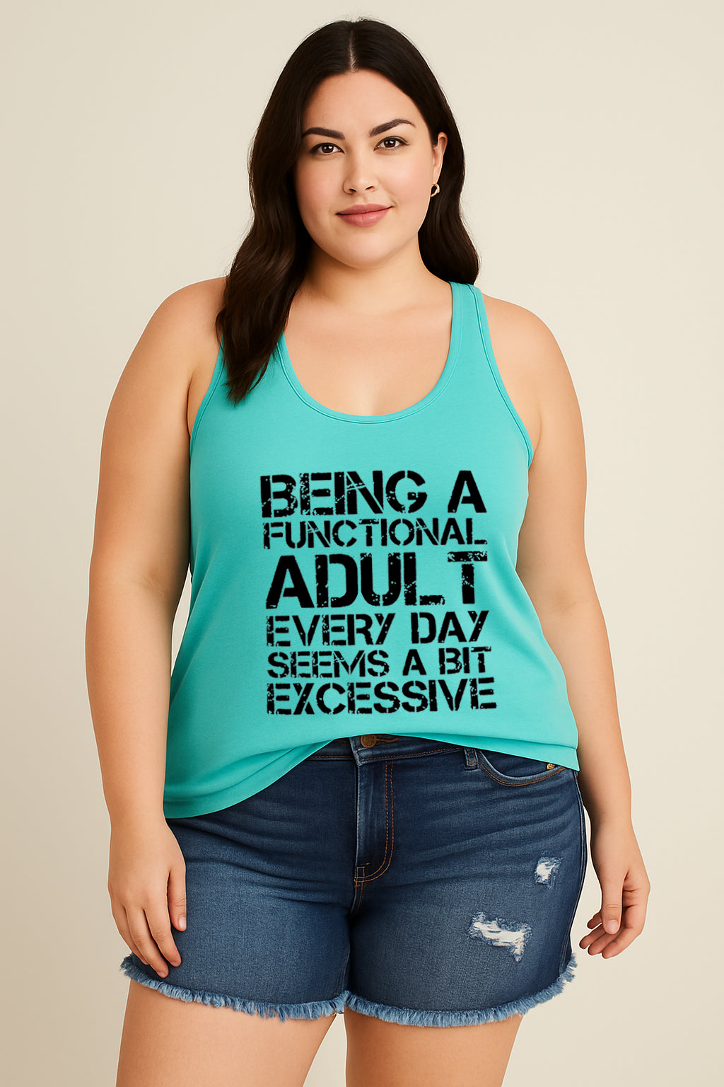 Being A Functional Fashion Letter Print Women Slogan Plus Size Tank Top