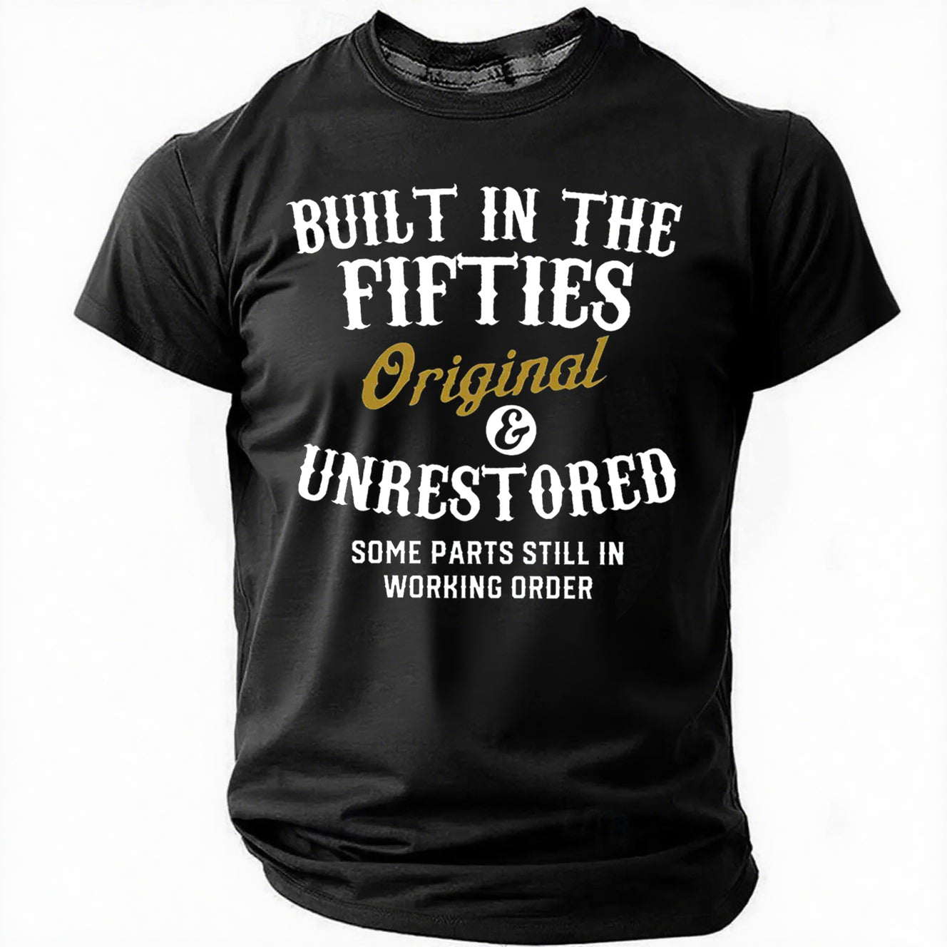 T-shirt avec slogan imprimé pour hommes construit dans les années 50