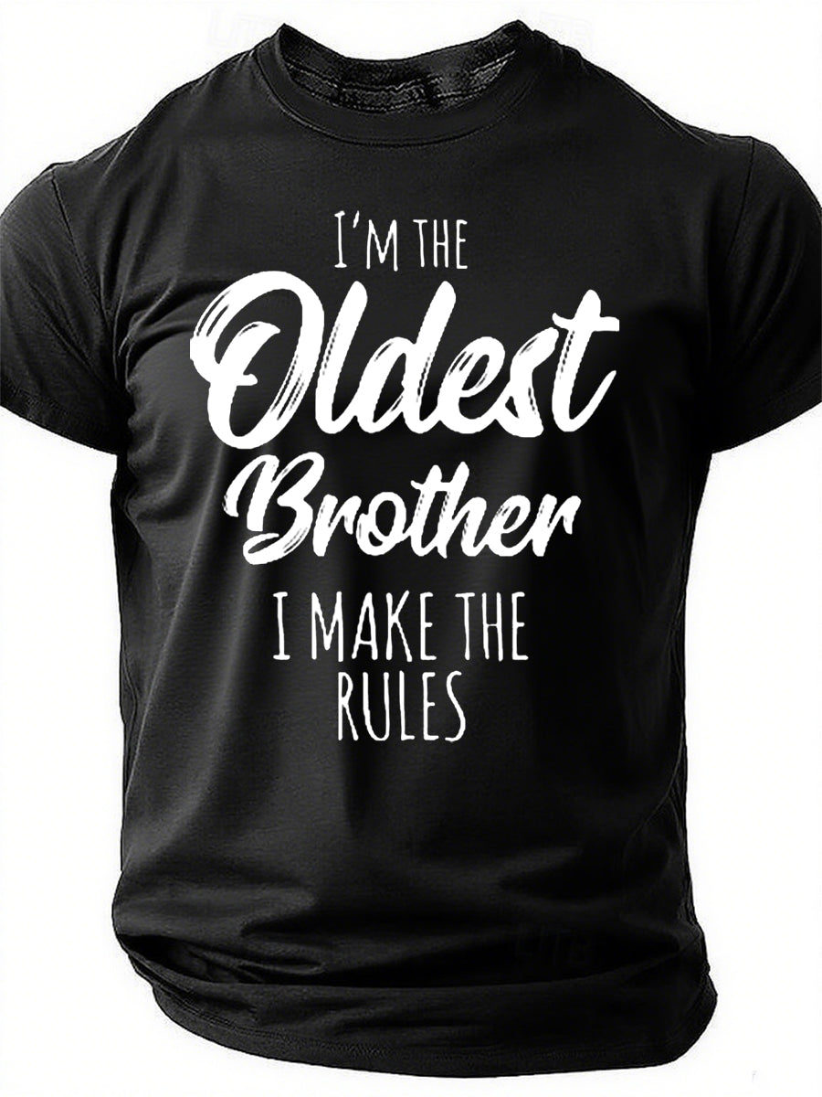 Je suis le plus vieux frère imprimé T-shirt avec slogan pour hommes