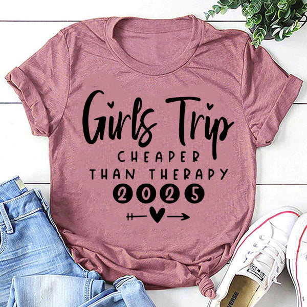 Pretty Girl Trip 2025 Letter Print Women Slogan T-Shirt