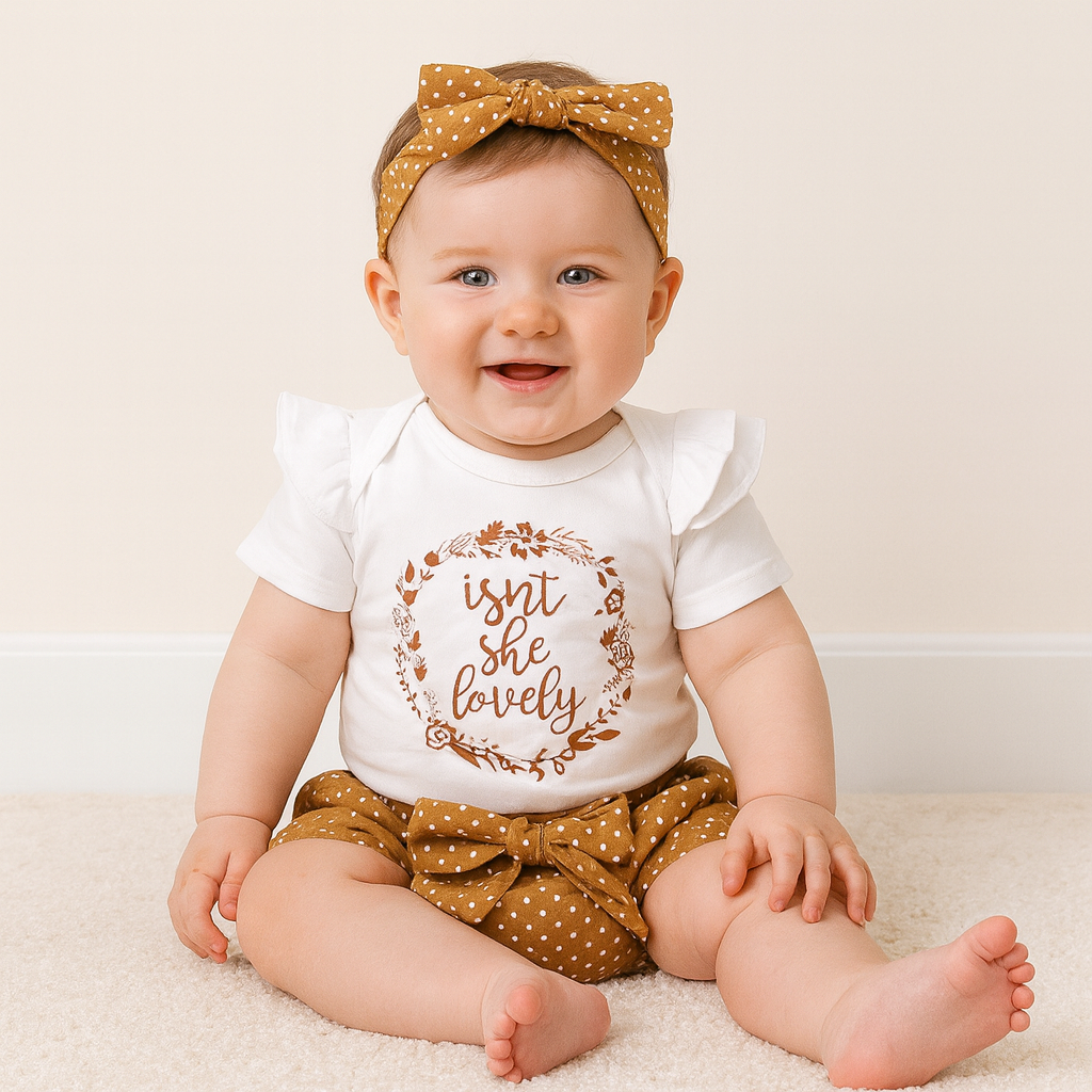 Ensemble bébé imprimé à pois "N'est-elle pas adorable"