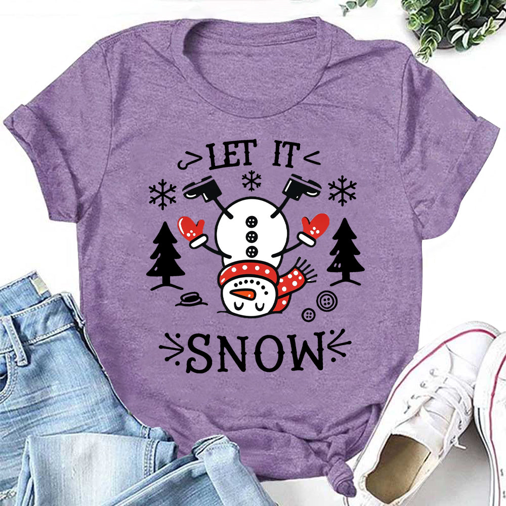 LET IT SNOW Letter Print Women Slogan T-Shirt