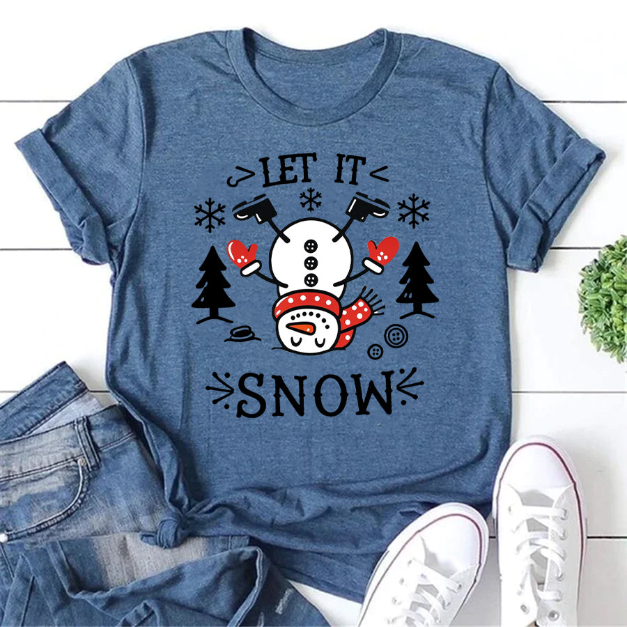 LET IT SNOW Letter Print Women Slogan T-Shirt