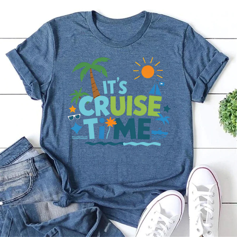 IT'S CRUISE TIME Letter Print Women Slogan T-Shirt