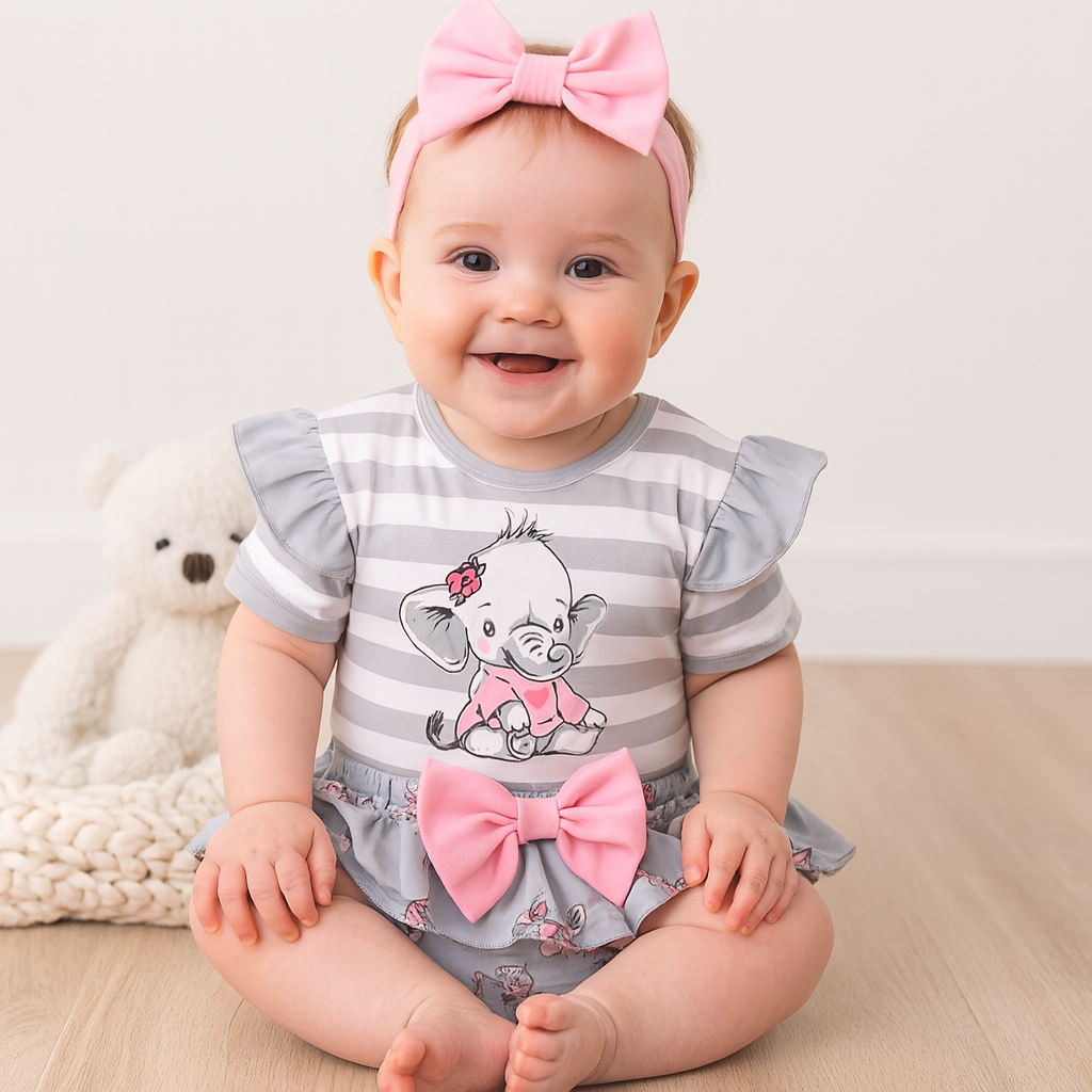 Ensemble 3 pièces pour bébé imprimé éléphant