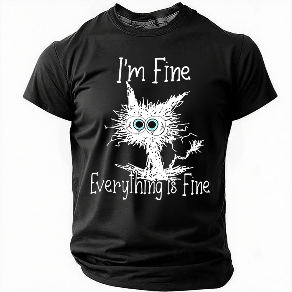 Je vais bien, tout va bien, t-shirt avec slogan imprimé pour hommes 