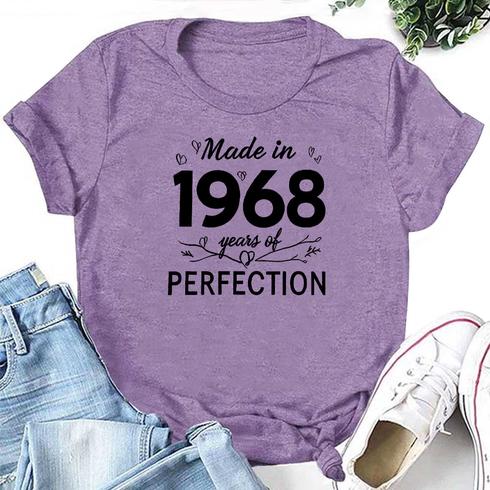 Made in 1968 Years of PERFECTION Letter Print Women Slogan T-Shirt