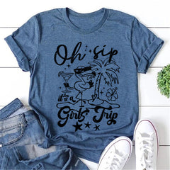 Girl's Trip Letter Print Women Slogan T-Shirt