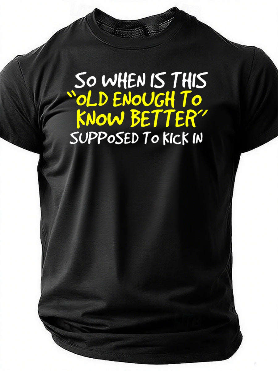 Alors, quand est-ce que cette lettre est imprimée pour hommes, t-shirt à slogan