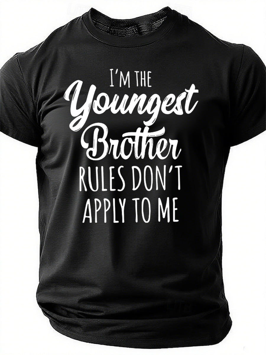 Je suis le plus jeune frère imprimé T-shirt avec slogan pour hommes 