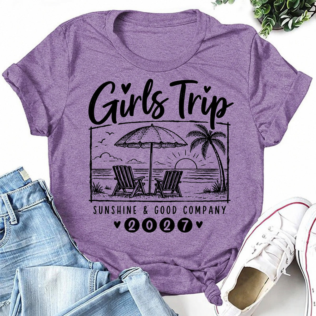 Girls Trip 2027 Sunshine and Good Company purple women's T-shirt