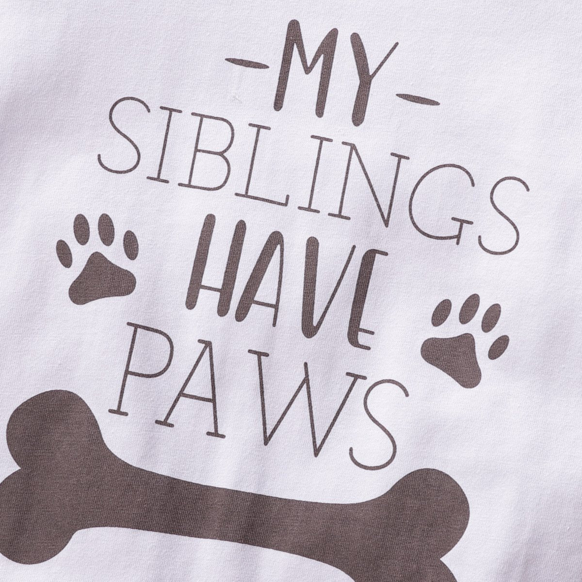 "My Siblings Have Paws" Cute Letters Bone Printed Long-sleeve Baby Jumpsuit