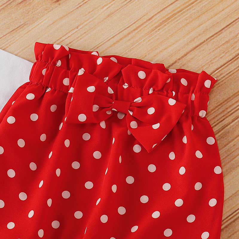 3PCS Newborn Baby Girl Heart-shaped Printed Long Sleeve Romper With Red Polka Dot Pants Set