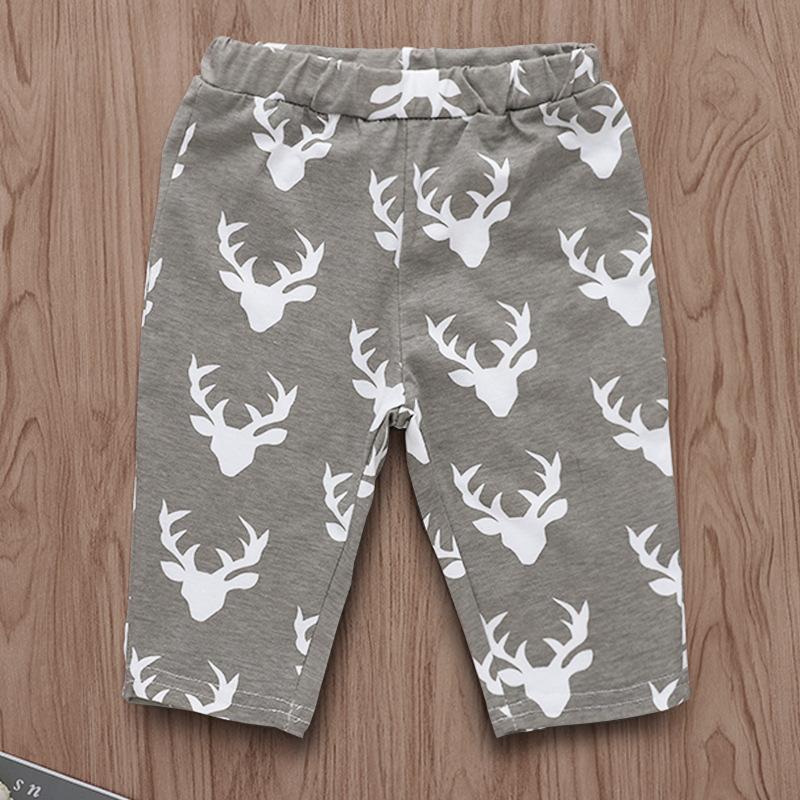 Allover Deer Printed Romper with Pants Set