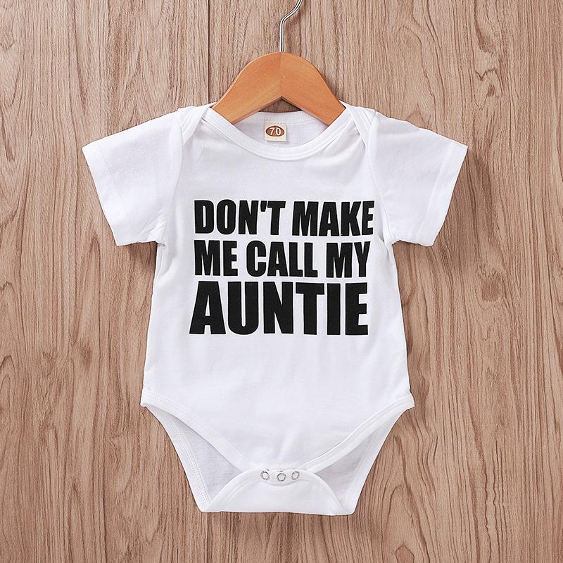 Barboteuse pour bébé avec lettre imprimée "Ne m'oblige pas à appeler ma tante"