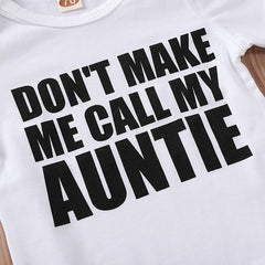 Barboteuse pour bébé avec lettre imprimée "Ne m'oblige pas à appeler ma tante"
