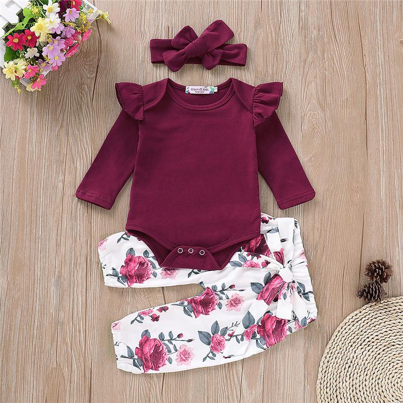 Ruffle Romper & Floral Pant & Headband