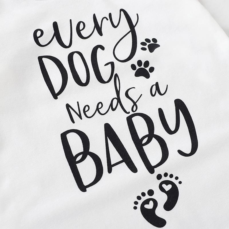 Puppy Paws Letter Printed Baby Jumpsuits