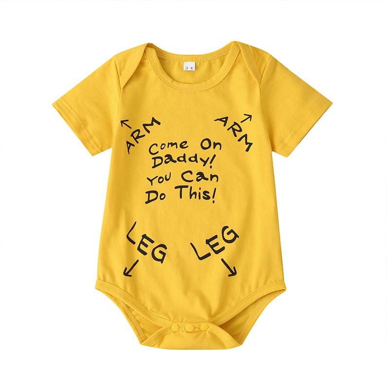 Lovely "Come On Daddy You Can Do This" Letter Printed Baby Romper