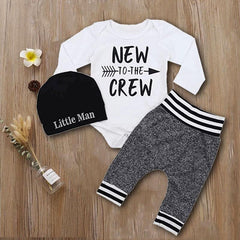 "Little man new to the crew" Bodysuit with Pants Set