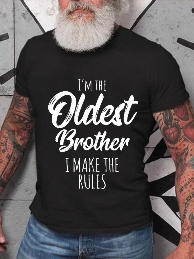 I'm The Oldest Brother Print Men Slogan T-Shirt