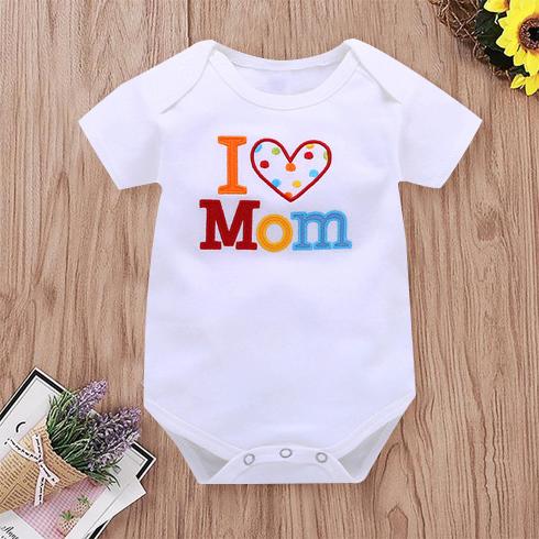 2PCS "I Love Mom/Dad" Lovely Letter Printed Baby Romper