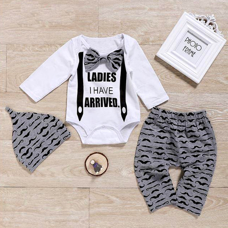 "LADIES I HAVE ARRIVED" Bodysuit and Pants with Hat Set