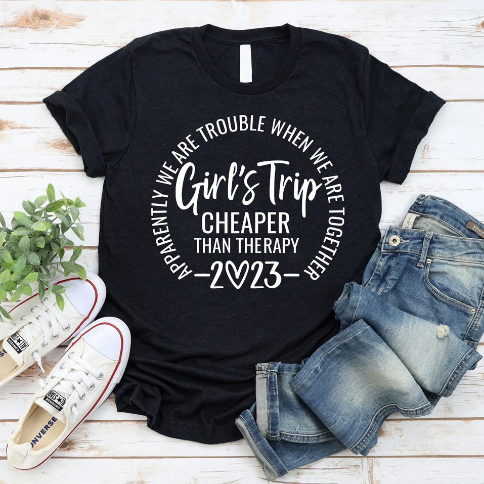 Stylish Girl's Trip Letter Print Women Slogan T-Shirt