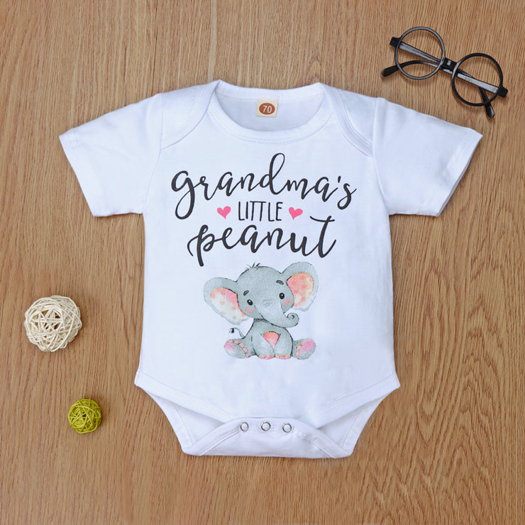"Grandma‘s Little peanut" Letter Printed Romper