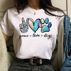 Fashion Peace Love Dog Paws T Shirt