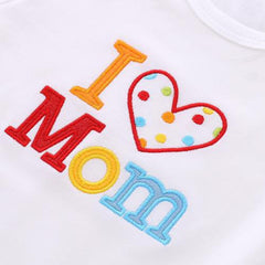 Barboteuse pour bébé avec jolie lettre imprimée "J'aime maman/papa", 2 pièces