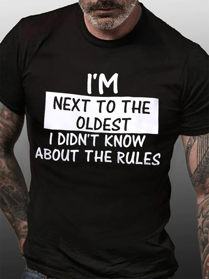 T-Shirt avec Slogan imprimé pour homme, humoristique, je fais les règles, le plus ancien, le moyen et le plus jeune