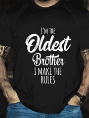 Je suis le plus vieux frère imprimé T-shirt avec slogan pour hommes