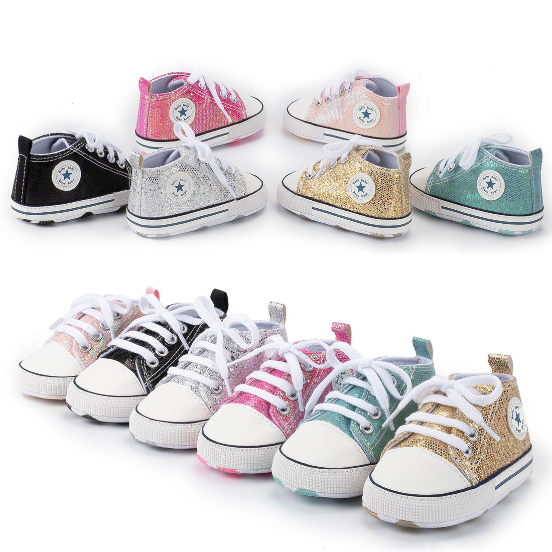 Lovely Allover Sequins Non-Slip Baby Shoes