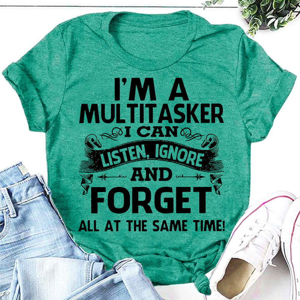 Je suis un t-shirt multitâche avec slogan imprimé pour femme 