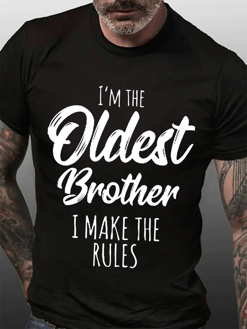 I'm The Oldest Brother Print Men Slogan T-Shirt