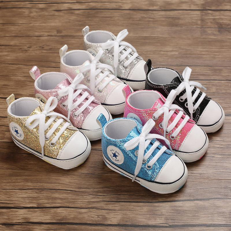 Lovely Allover Sequins Non-Slip Baby Shoes
