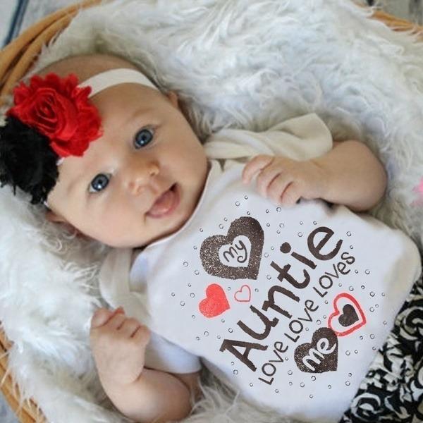 Casual Lovely Baby Kids Romper Bodysuit My Auntie Loves Me Printed Boys Girls Infant Romper