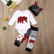3PCS Cute Bear Printed Baby Set