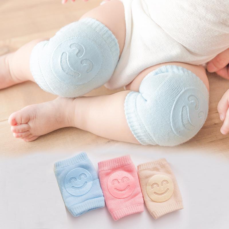 Genouillères antidérapantes pour bébé garçon et fille, accessoires de protection pour ramper, sourire, visage imprimé, genouillère de sécurité