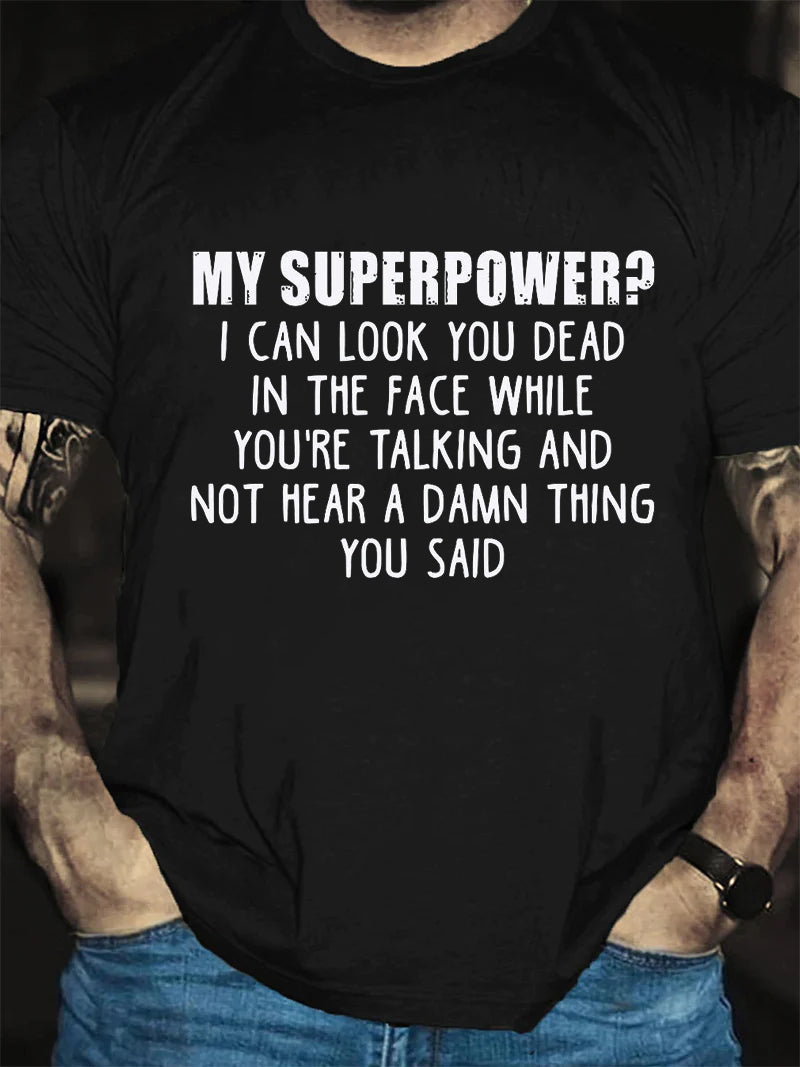 T-shirt avec slogan imprimé My Superpower pour hommes 