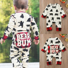 “BEAR BUM” Full Bear Printed Baby Jumpsuit