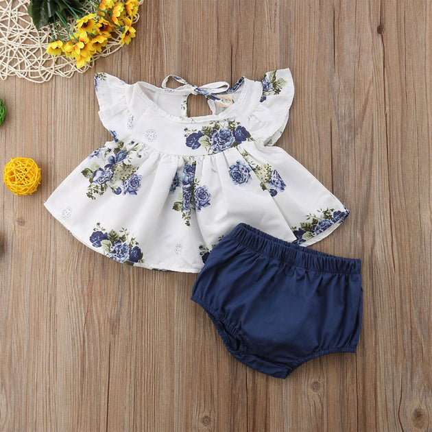 2-piece Flutter-sleeve Top and Shorts for Baby Girl – pumapat