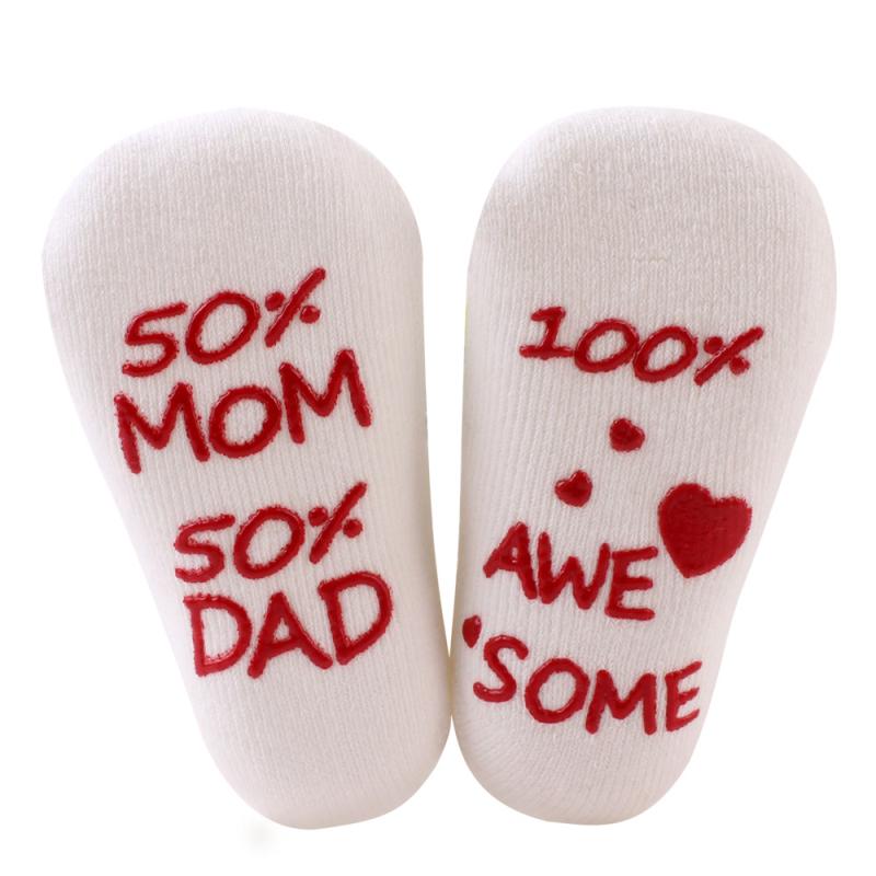 1 Pair Cute Newborn Infant Baby Boy Girl Letter Printed Soft Socks