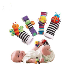 Hochets et détecteurs de pieds pour bébé, 4 pièces, animaux mignons et doux
