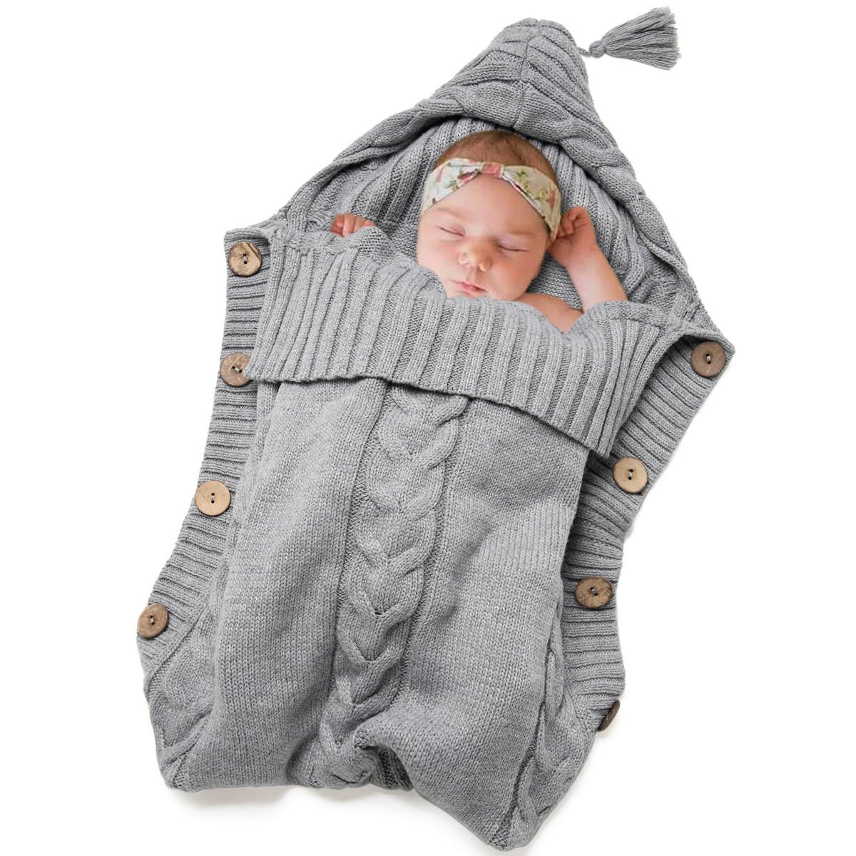 Newborn Baby Wrap Swaddle Blanket Knit Sleeping Bag